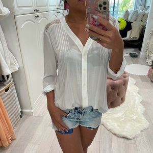 White Pin Tucked Top